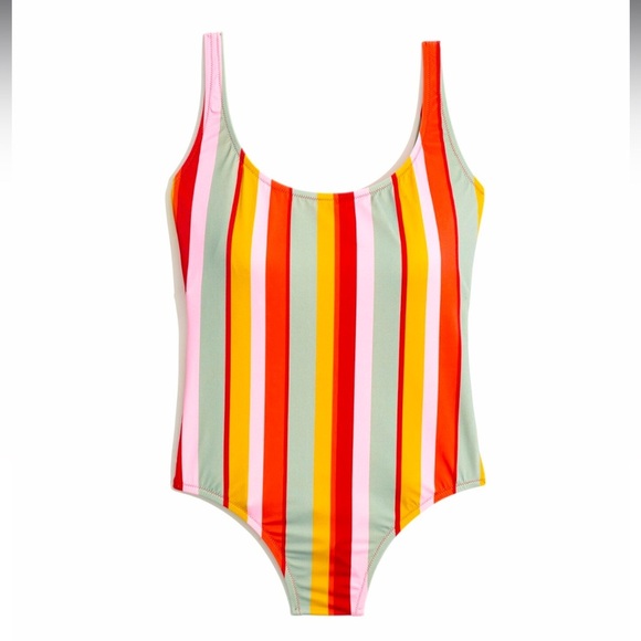 Madewell Second Wave Tank One-Piece Swimsuit in Rainbow Stripe Size Medium - Picture 5 of 8